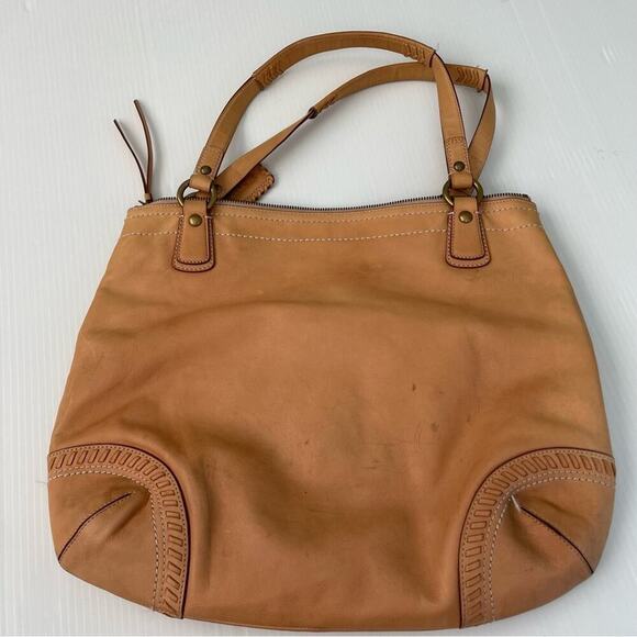 Coach Poppy Whipstitch shoulder bag tan leather with pink lining - Picture 5 of 12
